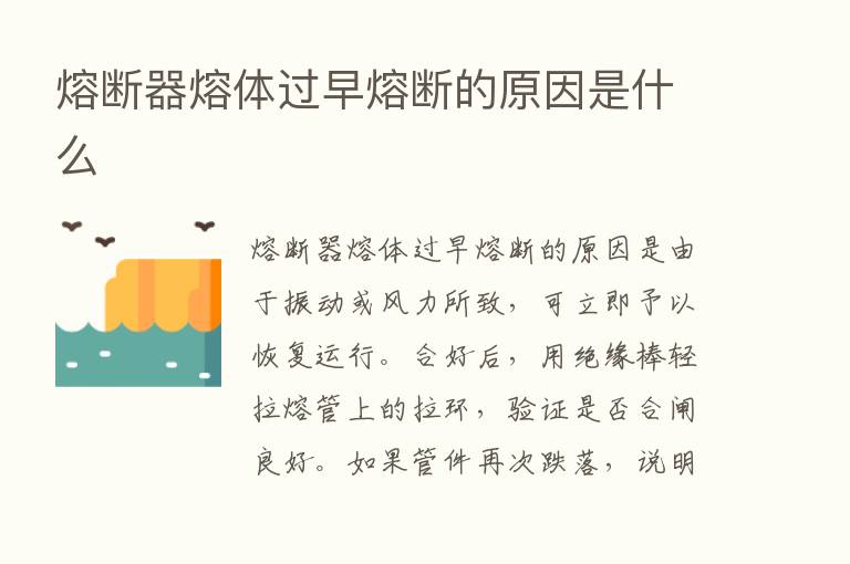 熔断器熔体过早熔断的原因是什么