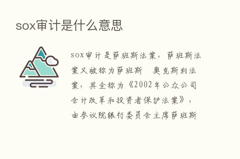 sox审计是什么意思