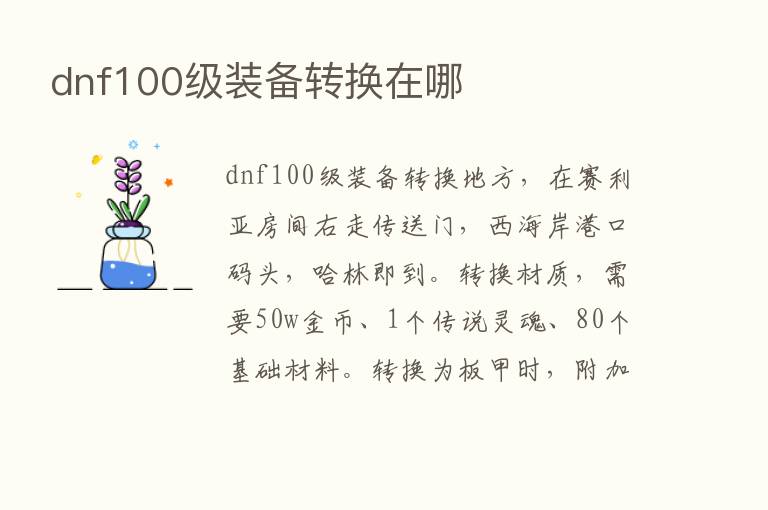 dnf100级装备转换在哪