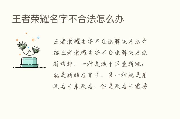 王者      名字不合法怎么办