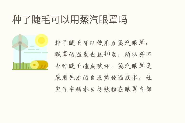 种了睫毛可以用蒸汽眼罩吗