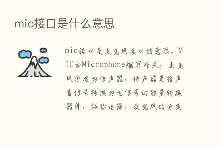 mic接口是什么意思