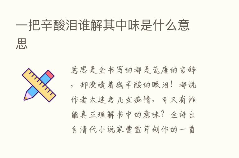 一把辛酸泪谁解其中味是什么意思