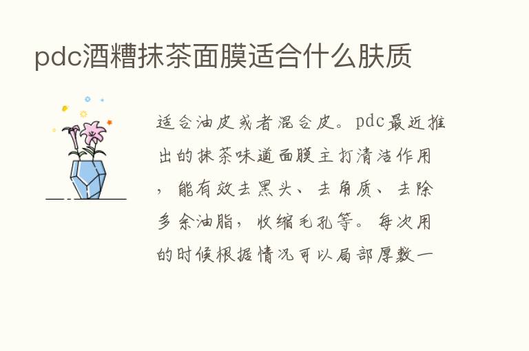 pdc酒糟抹茶面膜适合什么肤质