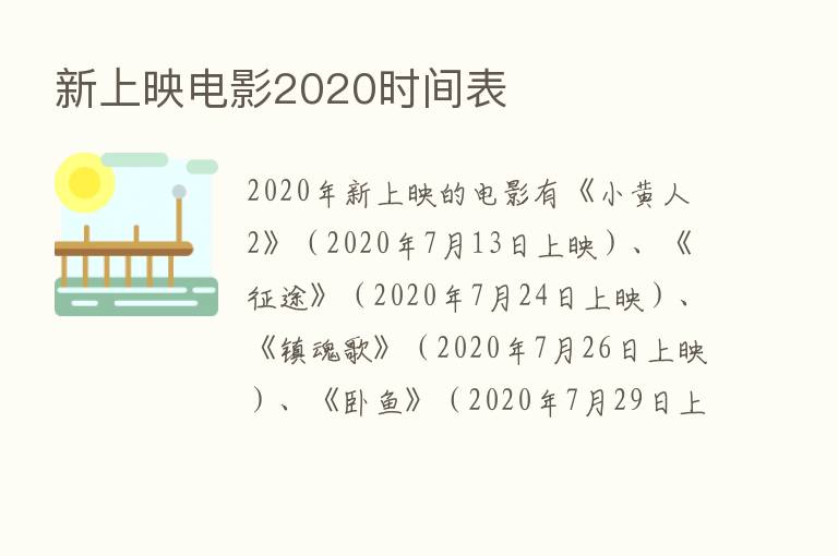 新上映电影2020时间表