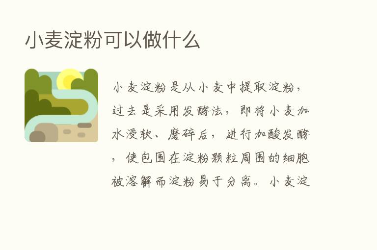 小麦淀粉可以做什么