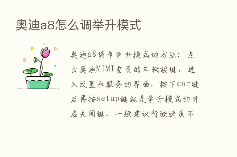 奥迪a8怎么调举升模式