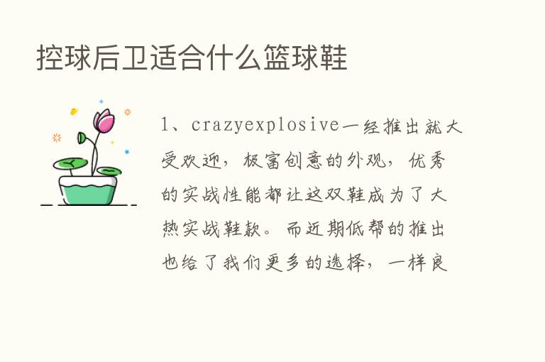 控球后卫适合什么篮球鞋