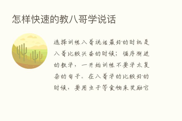 怎样快速的教八哥学说话