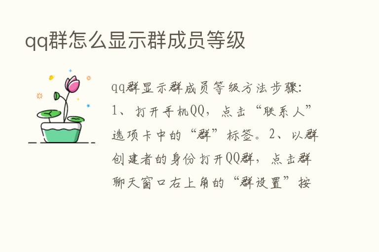 qq群怎么显示群成员等级