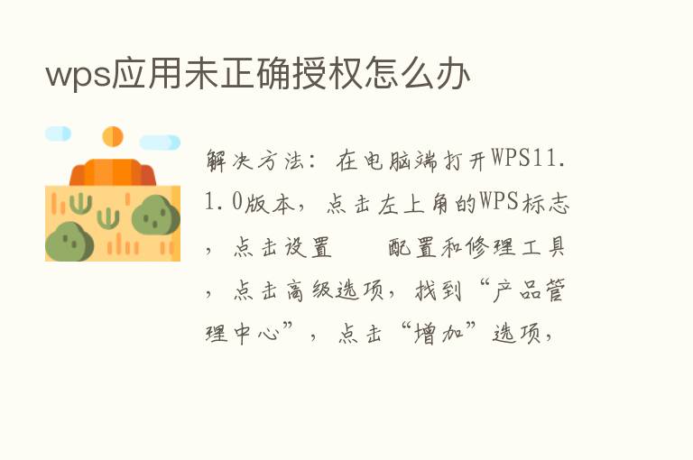 wps应用未正确授权怎么办