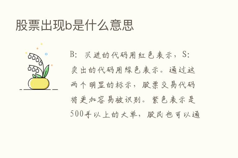 股票出现b是什么意思