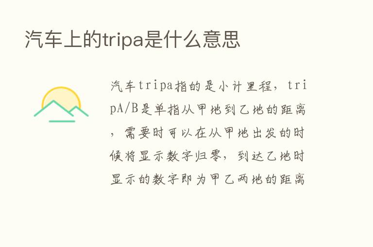 汽车上的tripa是什么意思