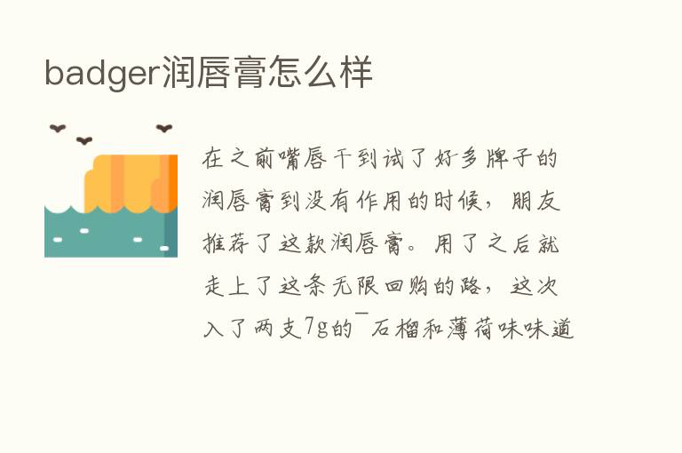 badger润唇膏怎么样