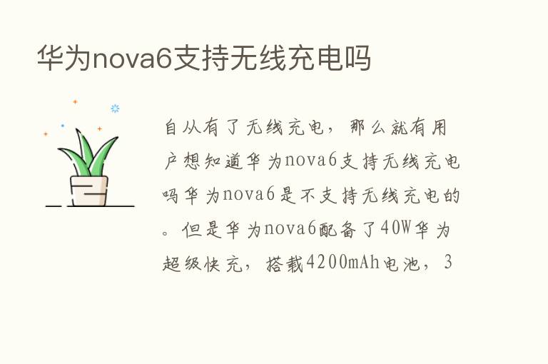 华为nova6支持无线充电吗