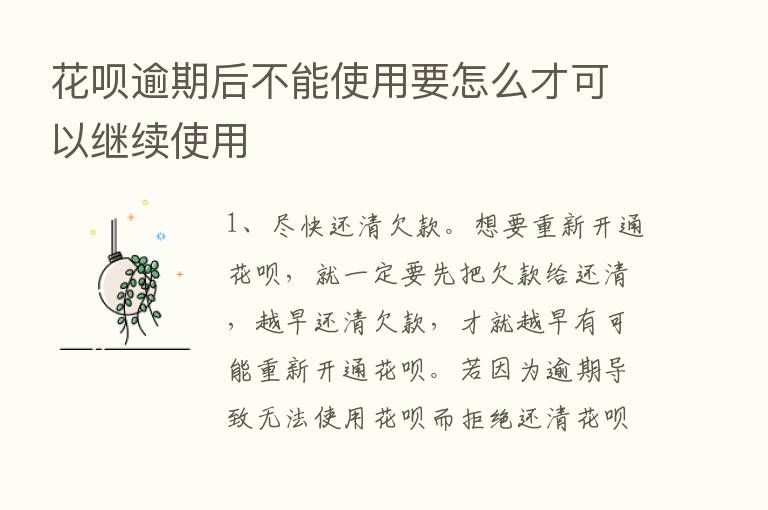 花呗逾期后不能使用要怎么才可以继续使用