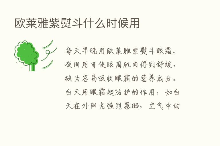 欧莱雅紫熨斗什么时候用