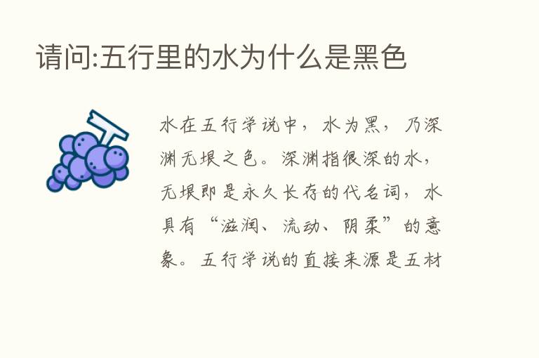 请问:五行里的水为什么是黑色