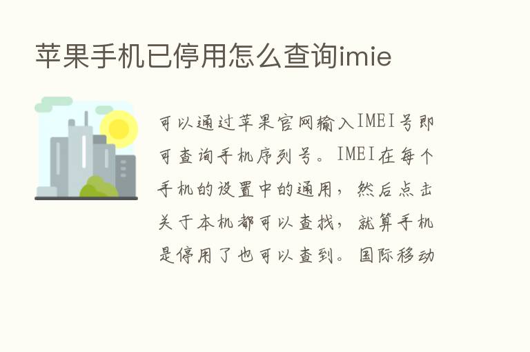 苹果手机已停用怎么查询imie