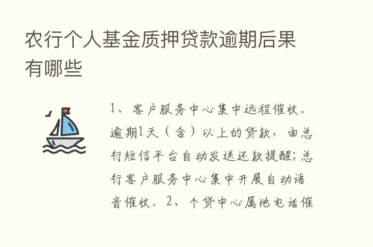 农行个人基金质押贷款逾期后果有哪些