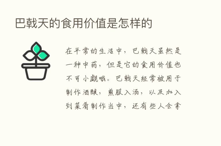 巴戟天的食用价值是怎样的