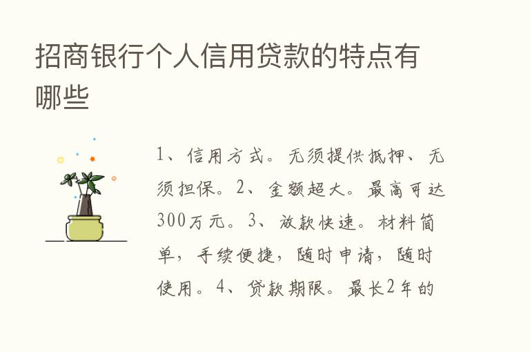 招商银行个人信用贷款的特点有哪些