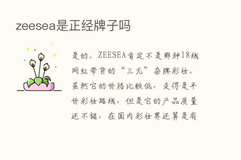 zeesea是正经牌子吗