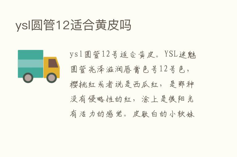 ysl圆管12适合黄皮吗