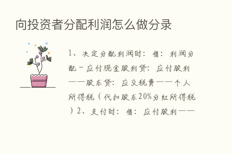 向投资者分配利润怎么做分录