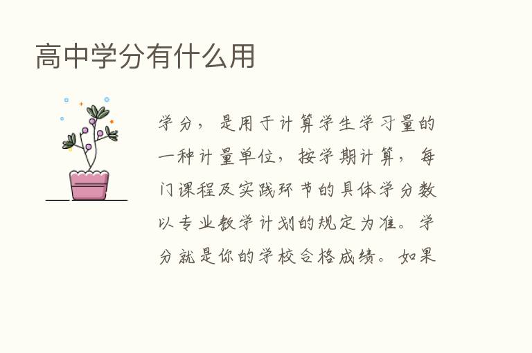 高中学分有什么用