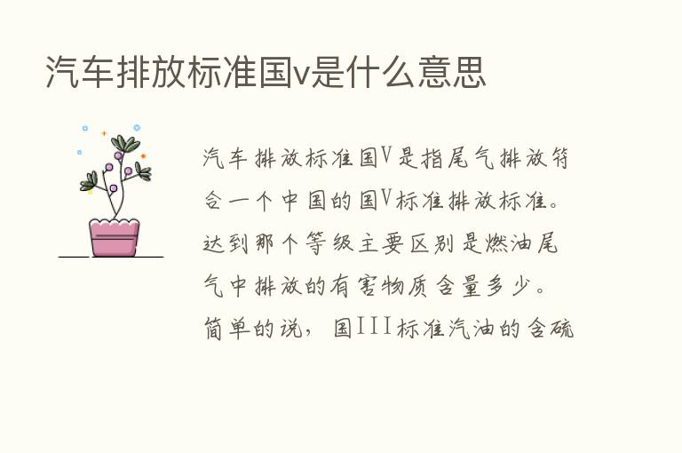 汽车排放标准国v是什么意思