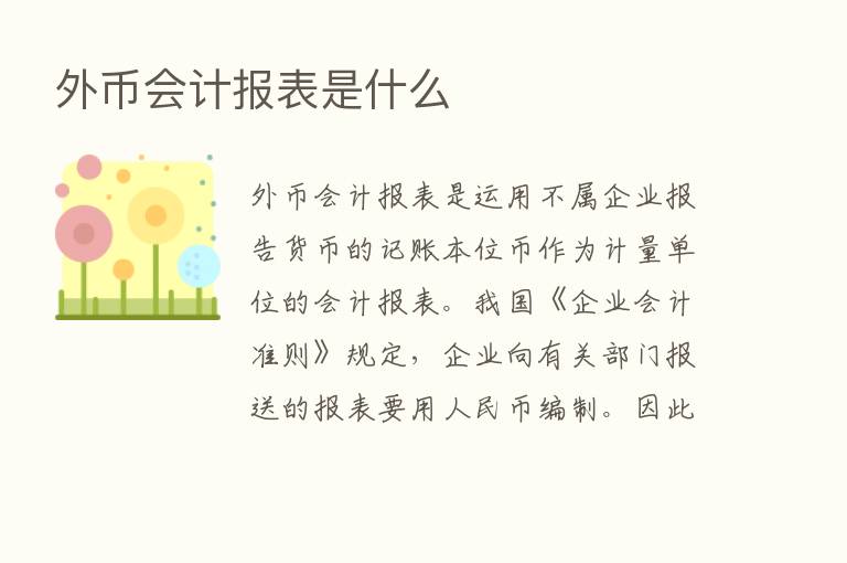 外币会计报表是什么