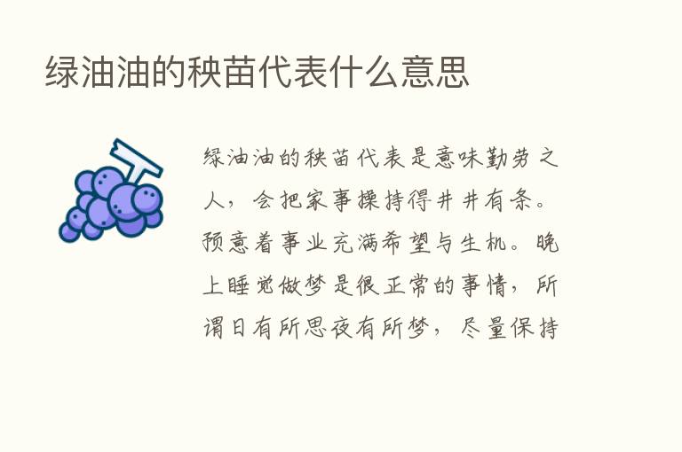 绿油油的秧苗代表什么意思