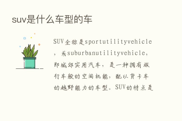 suv是什么车型的车