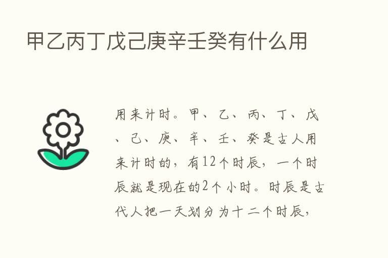 甲乙丙丁戊己庚辛壬癸有什么用