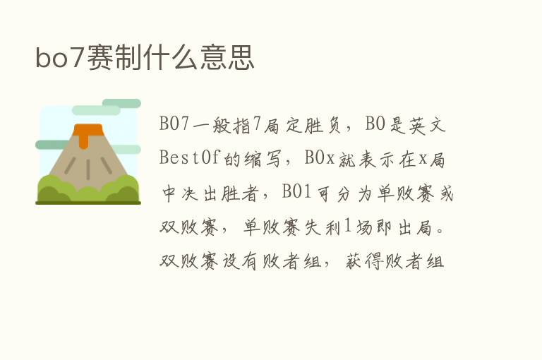 bo7赛制什么意思