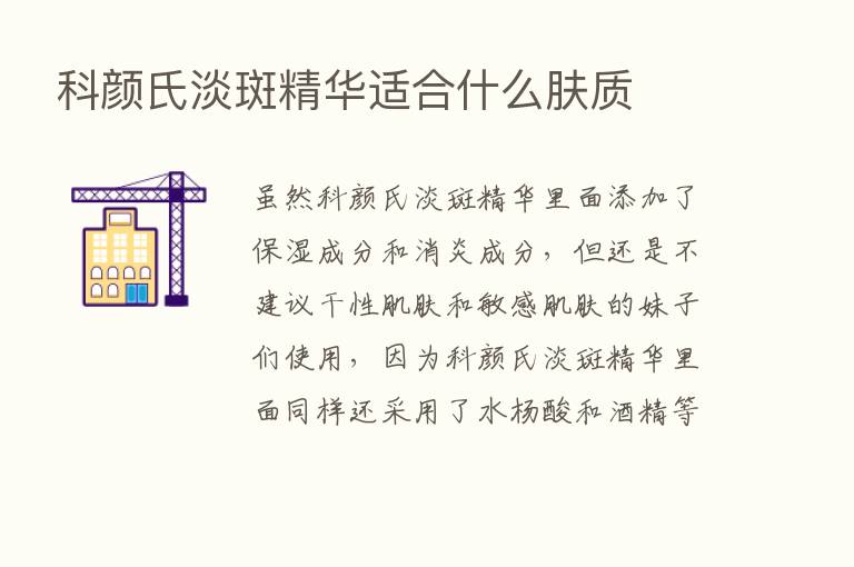 科颜氏淡斑精华适合什么肤质