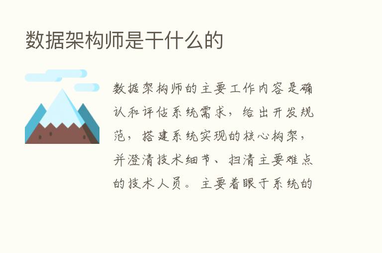 数据架构师是干什么的