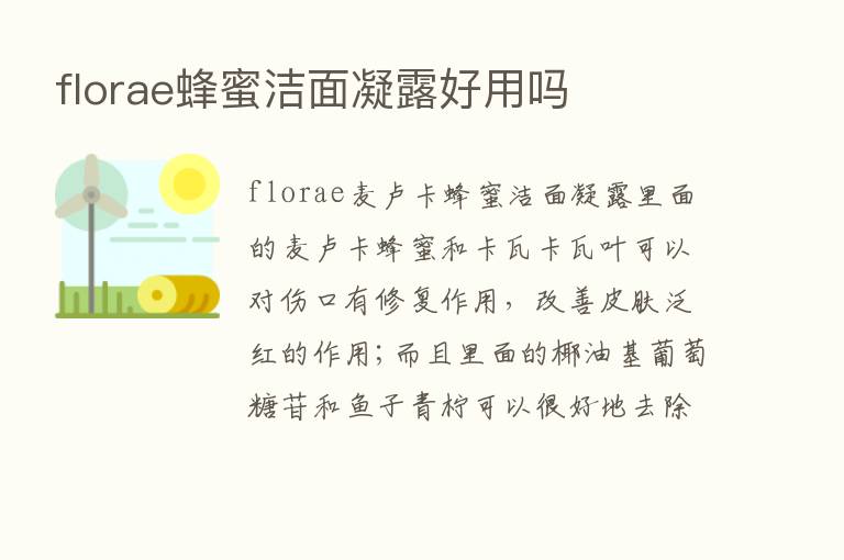 florae蜂蜜洁面凝露好用吗