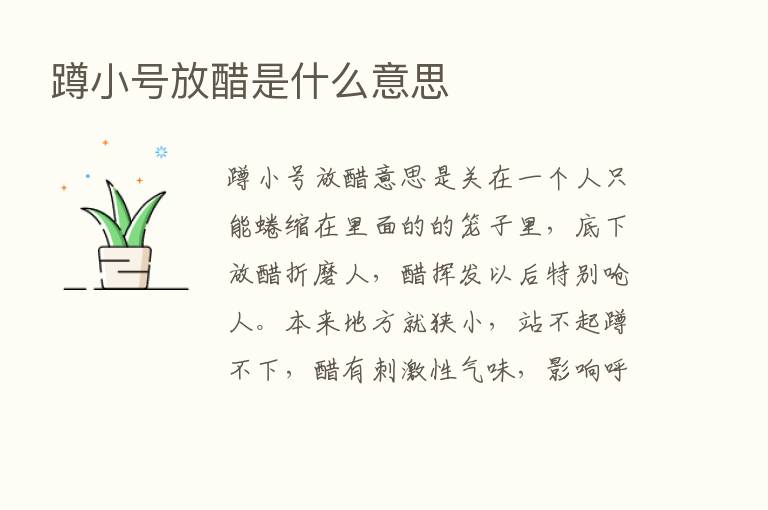 蹲小号放醋是什么意思