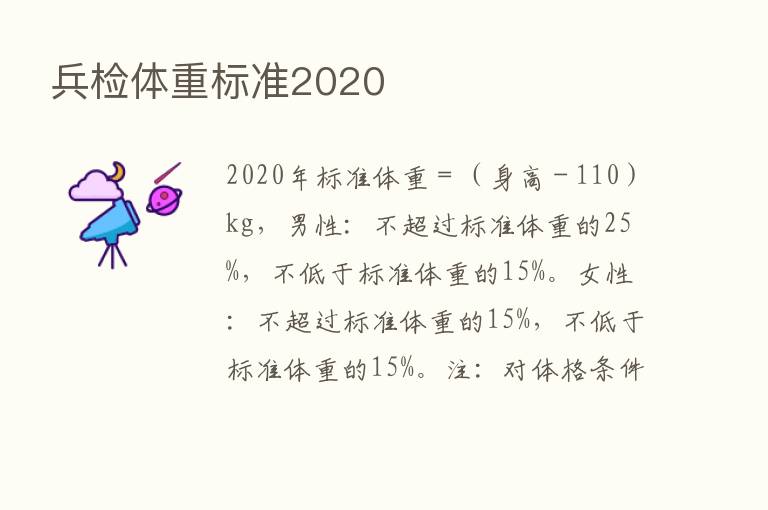 兵检体重标准2020