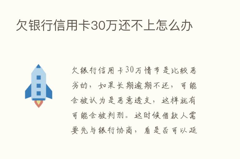 欠银行信用卡30万还不上怎么办