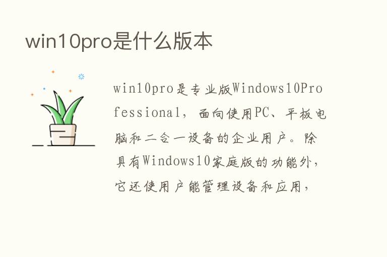 win10pro是什么版本