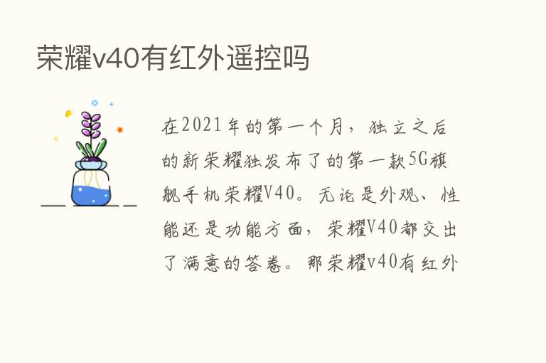       v40有红外遥控吗