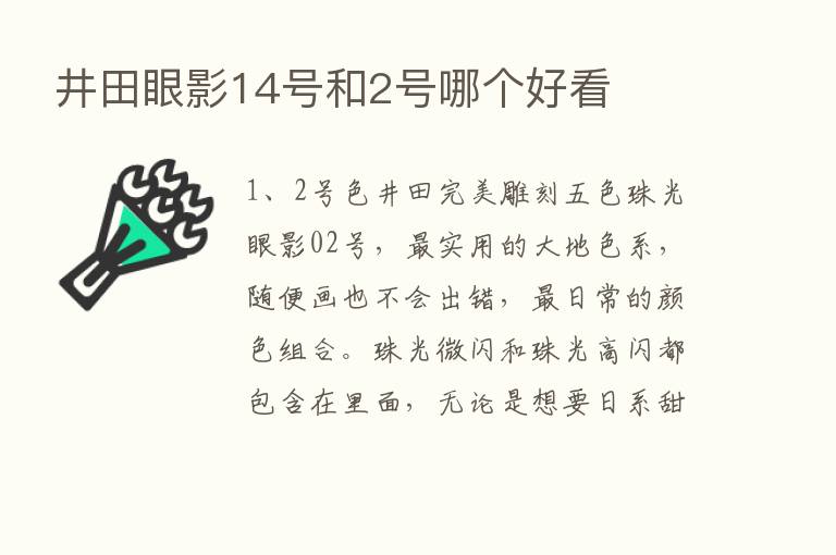 井田眼影14号和2号哪个好看