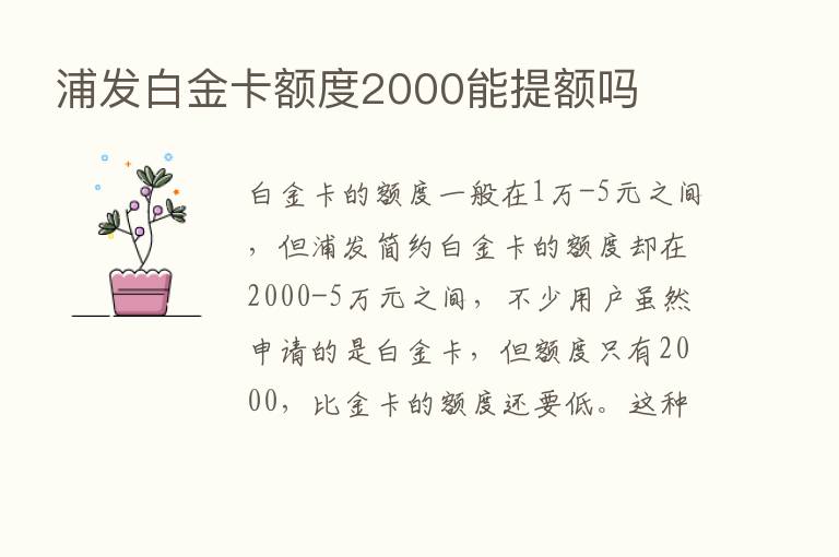 浦发白金卡额度2000能提额吗