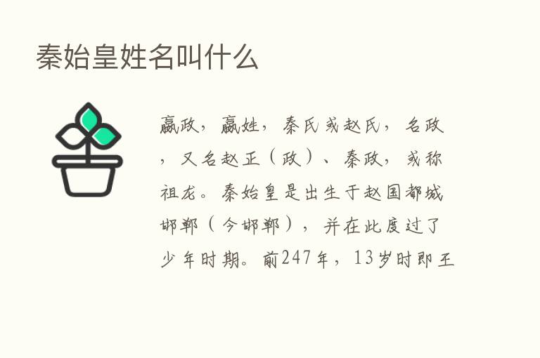 秦始皇姓名叫什么