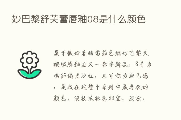 妙巴黎舒芙蕾唇釉08是什么颜色