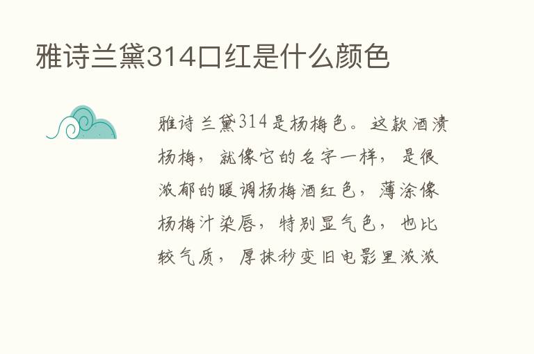 雅诗兰黛314口红是什么颜色