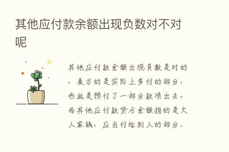 其他应付款余额出现负数对不对呢